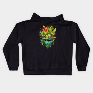 Colorful acid plant monster funny horror Kids Hoodie